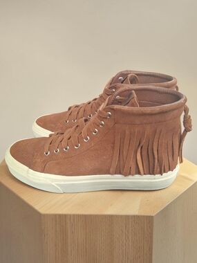 Vans Sk8-Hi Fringe Suede High Top Sneakers Tan Women's Size 8.5 Boho